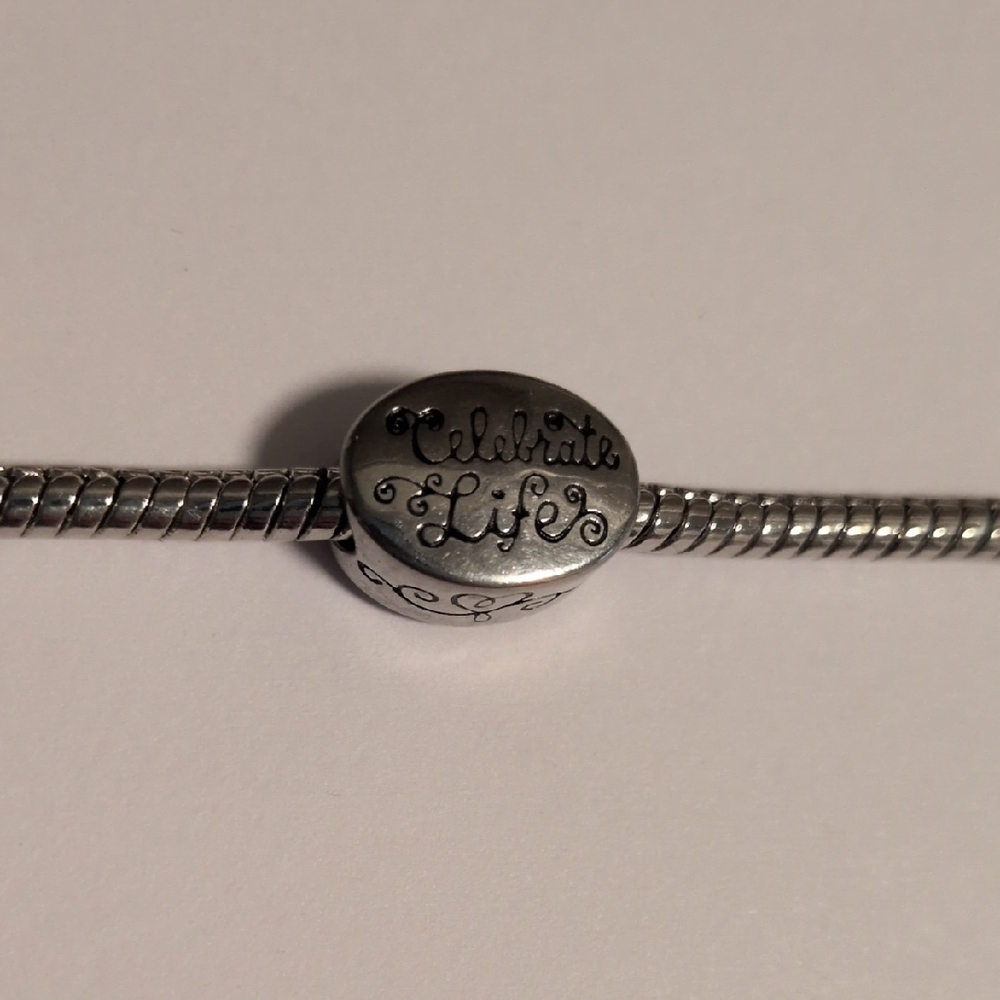 Silver Engraved Celebrate Life Filigree Heart Charm for‎ Pandora Style Bracelet